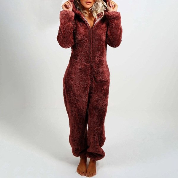 Cozy Fleece-Lined Jumpsuit with Hooded Cat Ears