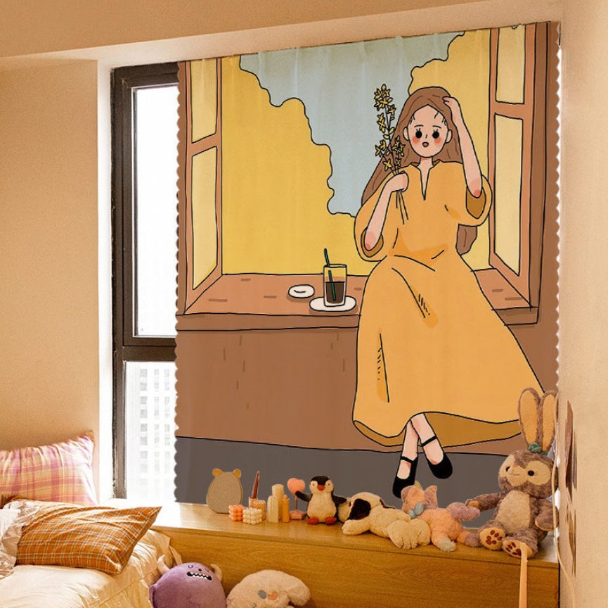 Dormitory Simple Paste Shading Cloth Korean Ins Style Velcro Curtain