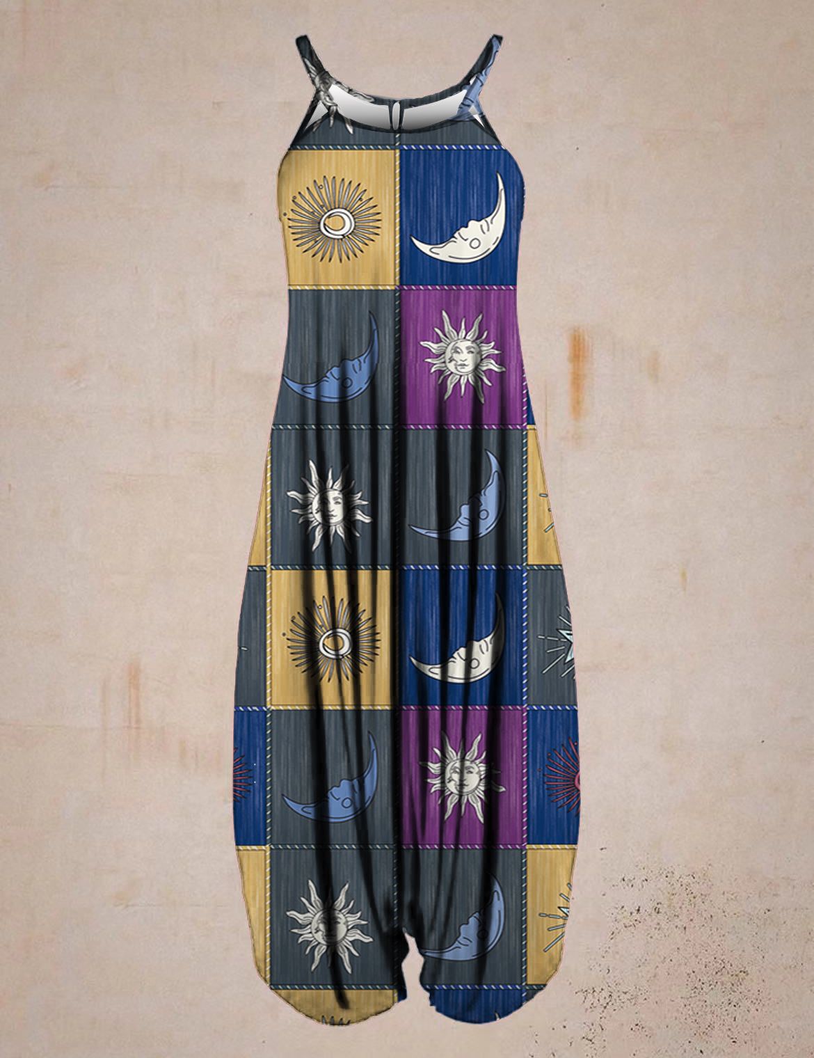 Boho Printed Harem Drop-Crotch Jumpsuit