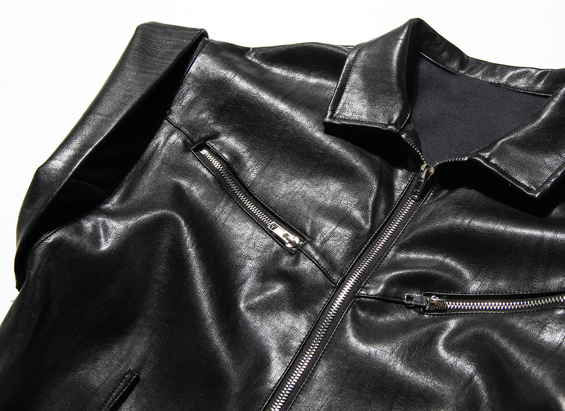 Sleek PU Leather Waist-Defining Jumpsuit