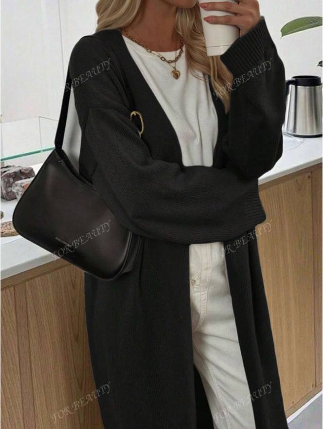 Spring Autumn New V-neck Buttonless Super Loose Long Sleeve