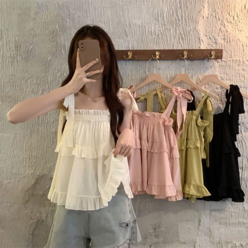 Youthful 3D Strap Vest – Trendy Western‑Style Top for Women