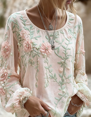 Bohemian V-Neck Long Sleeve Printed Top