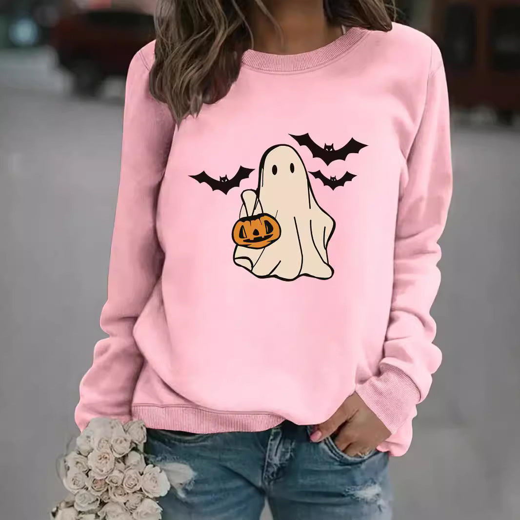 Spooky Cute Ghost Print Halloween Pullover Sweatshirt
