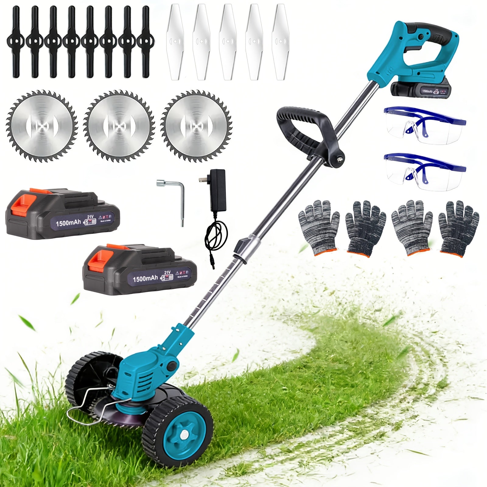 Compact Portable Electric Lawn Mower with Lithium‑Ion Battery and Multi‑Blade Weed Trimmer – All‑in‑One Garden Tool