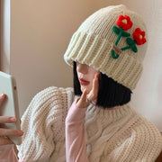 Floral Wool Beanie for Women - Warm & Stylish