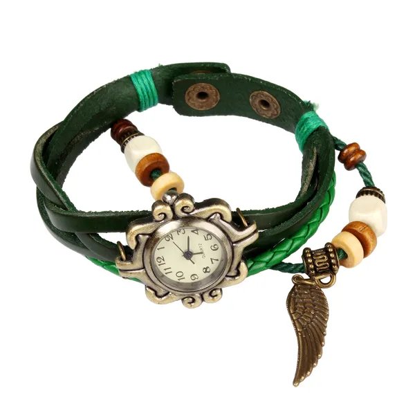Retro Bohemian Leather Angel Wing Watch for Women