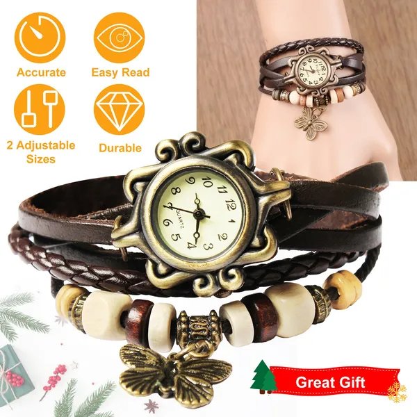 Vintage Bohemian Leather Wrist Watch for Women
