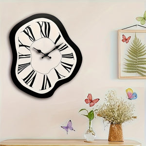Creative Wall Clock with Geometric Twist Design, Minimalist Roman Numerals and Irregular Cutout, Silent Quartz Movement – Battery Operated (Batteries Not Included), Suitable for Bedroom, Living Room, Office, Kitchen, or Bathroom