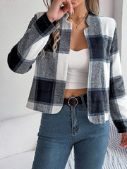 Women's Casual Plaid Tweed Long Sleeve Set