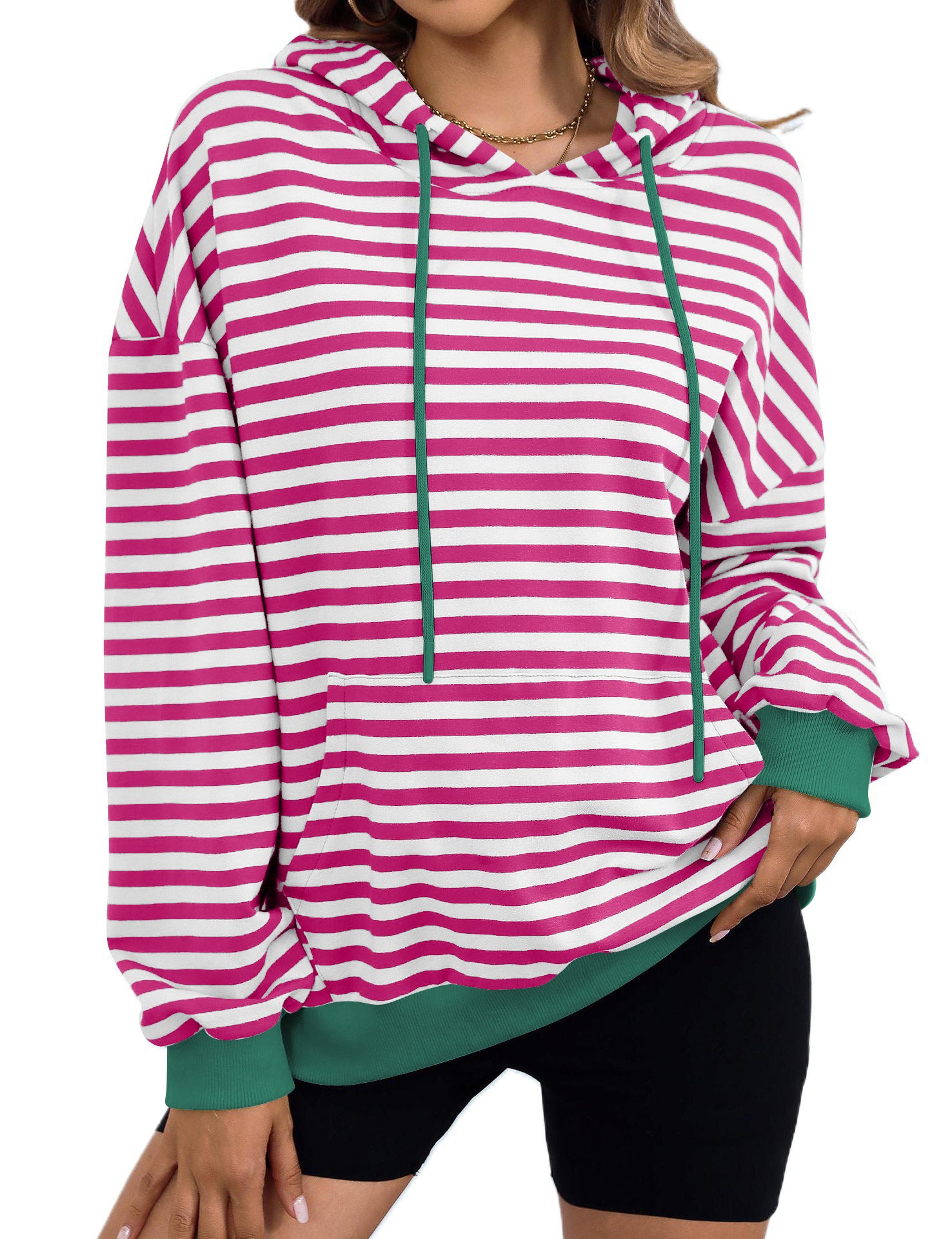 Women's Casual Striped Oversized Hoodie