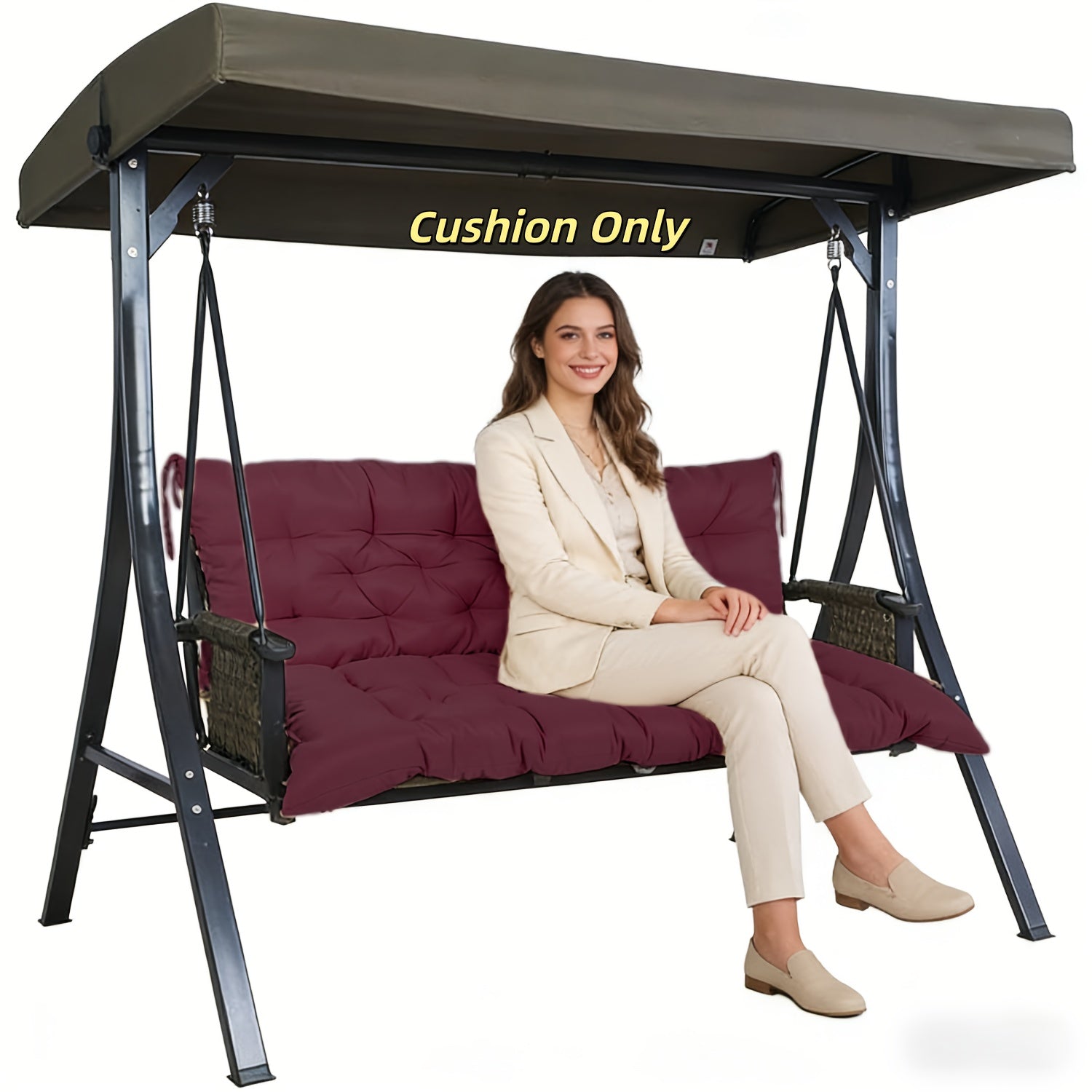Replacement Cushions for 2-3 Seater Swings, Thick 4" Outdoor Porch Cushions, Waterproof Bench Cushions with Back Support for Garden Furniture