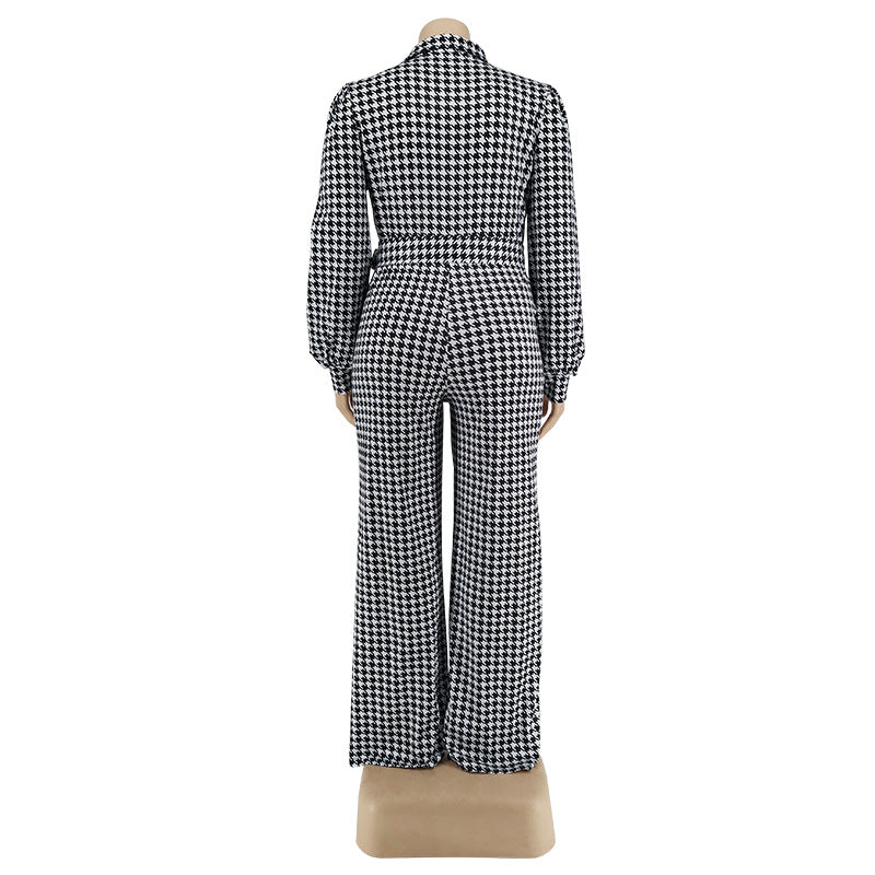Women's Bubble Sleeve Printed Jumpsuit
