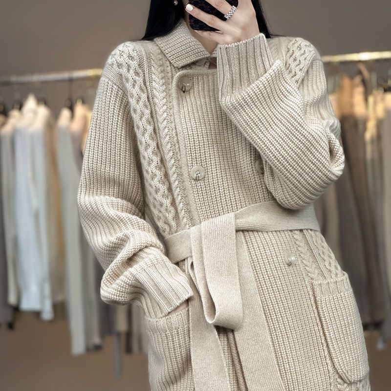 Thickened Mid-length Sweater Cardigan Coat