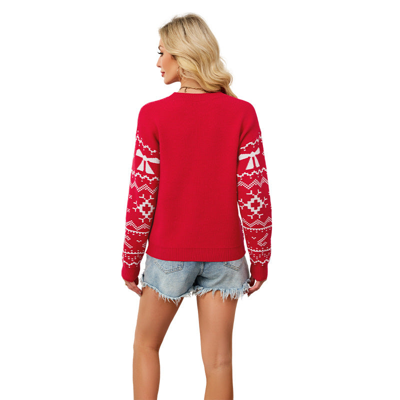 Snowflake Christmas Element Casual Knitted Sweater