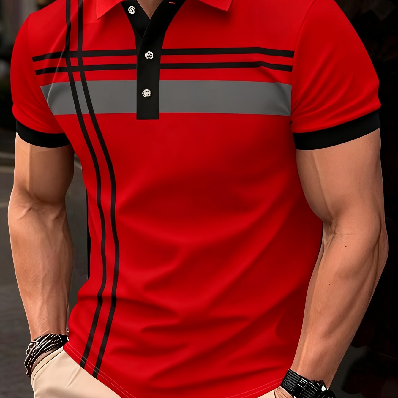 Men's Digital Print Polo Shirt