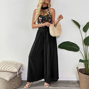 Elegant Lace Halter Wide Leg Jumpsuit