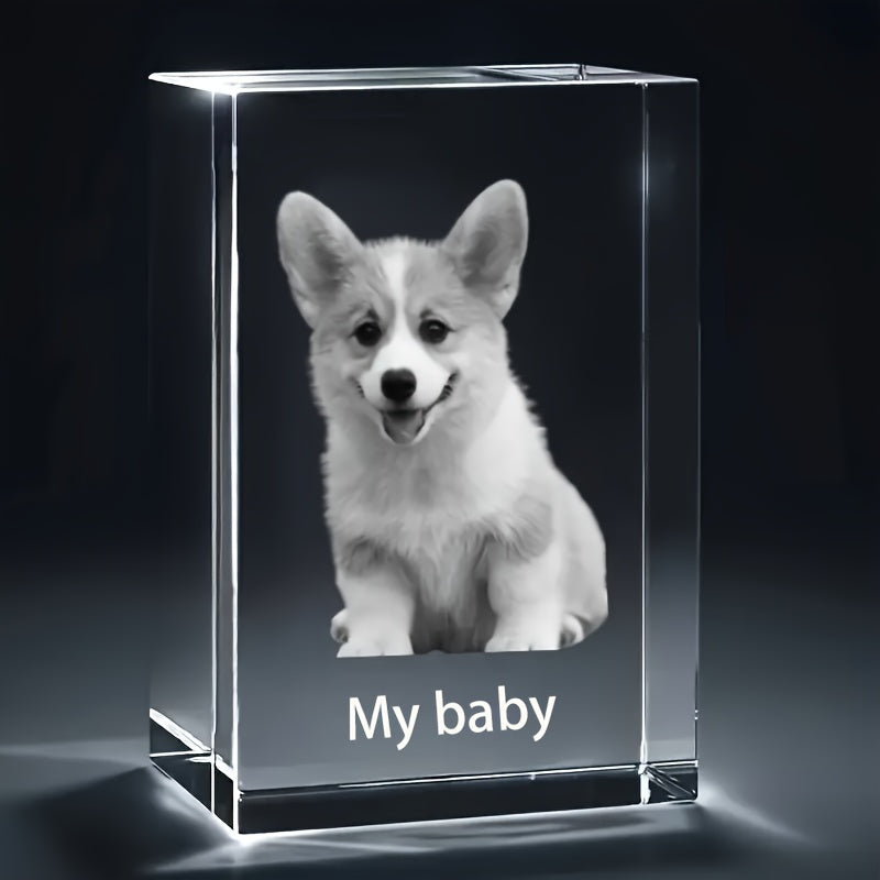 Personalized Custom Crystal Photo Sculpture, Pet Cat and Dog Picture Crystal Decoration for Bedroom and Living Room, Perfect for Valentine's Day, Thanksgiving, Father's Day, Mother's Day, Easter…