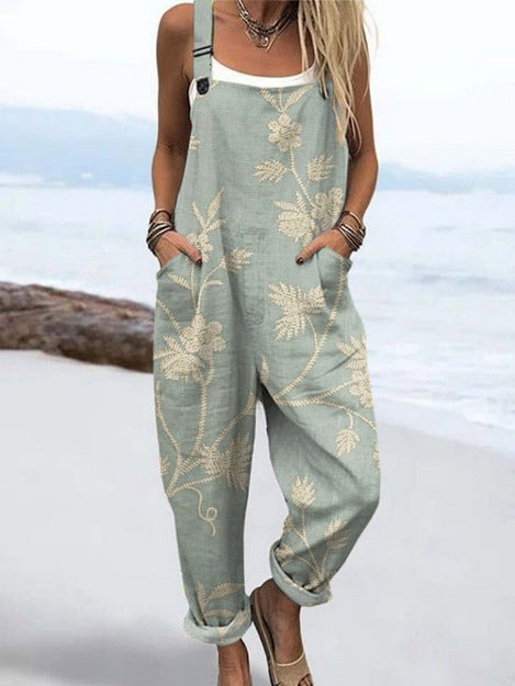 Women's 3D Print Summer Casual Suspender Romper