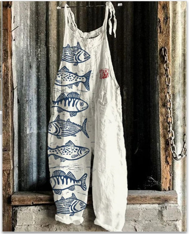 Retro Animal Print Sleeveless Women's Jumpsuit