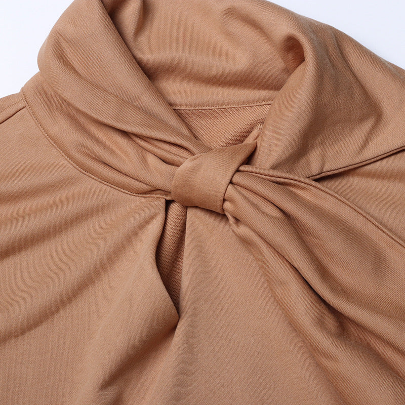 Women's Loose Scarf Collar Irregular Long Sleeve Sweatshirt