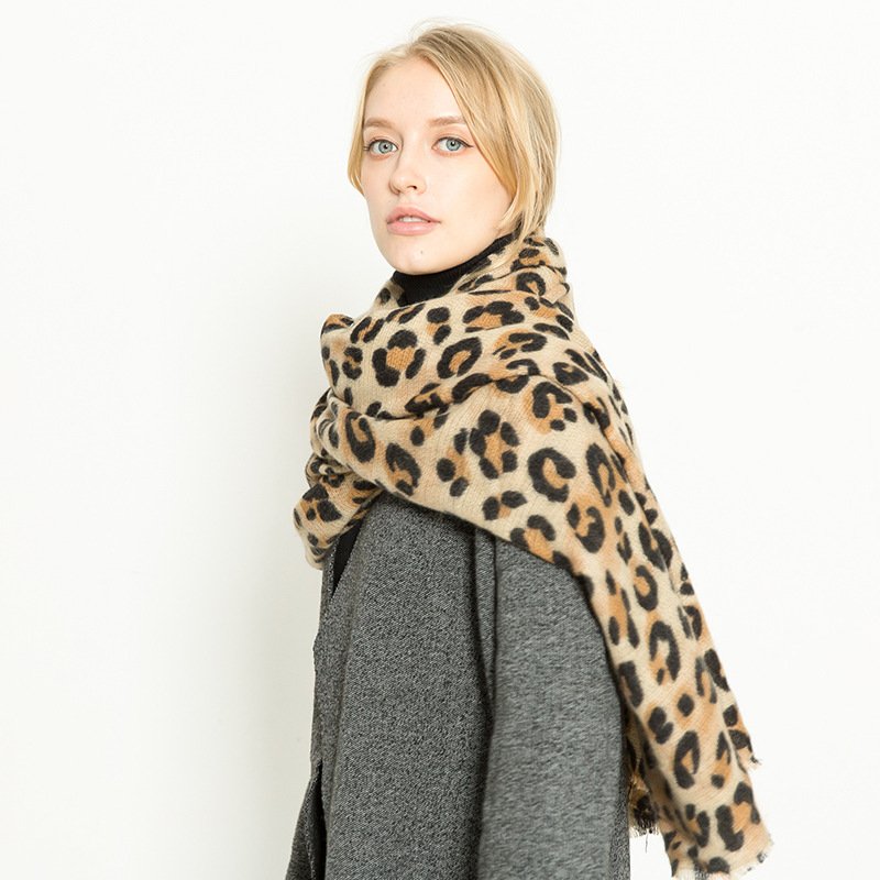 Soft Leopard Print Cashmere Scarf Shawl