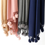 Luxurious Rabbit Fur Ball Cashmere Scarf