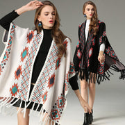 Bohemian Jacquard Shawl with Tassels