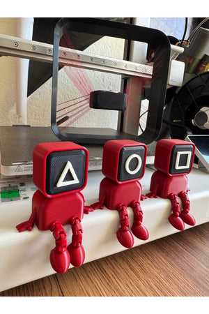 Squid Game 3-teiliger Sitzfigur-3D-Druck