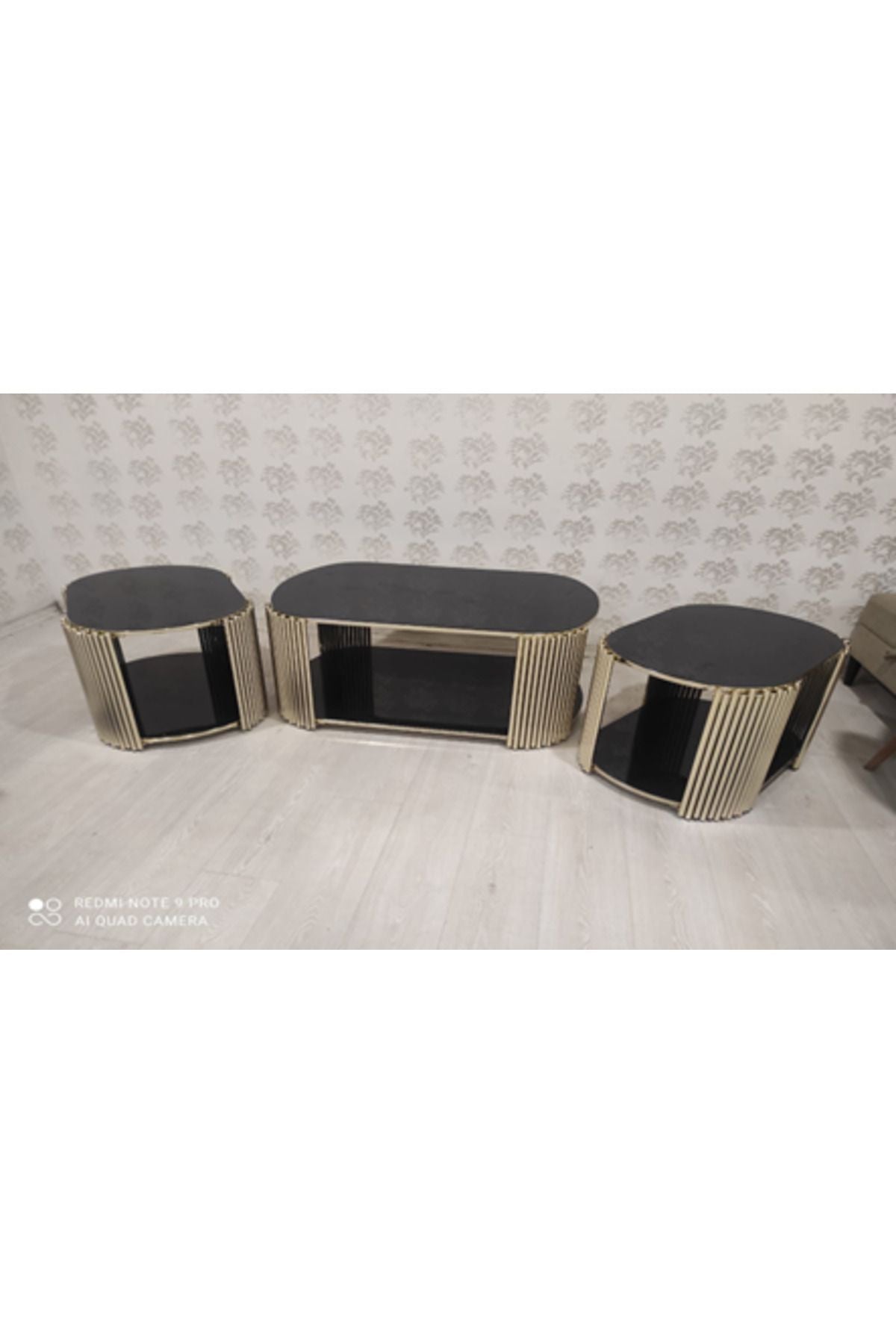ZERLEGTER STAR COUCHTISCH 2+1, GOLD NICKEL