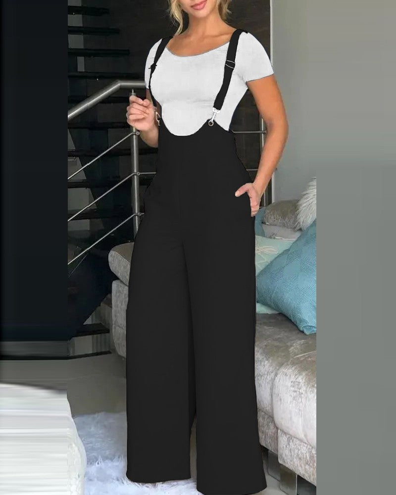 Summer Women's Solid Color Suspender Pants