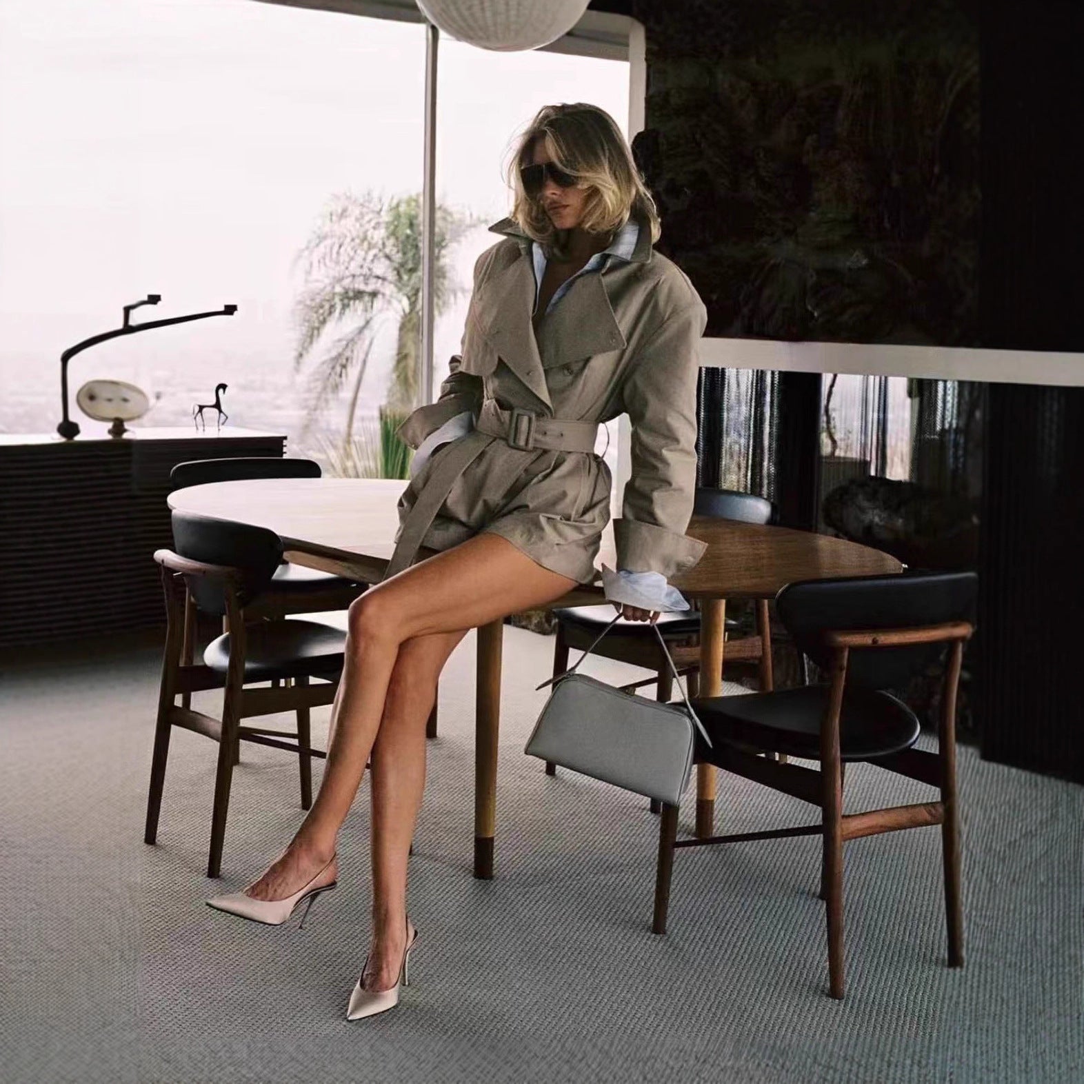 Chic British Trench Coat Romper with Belt