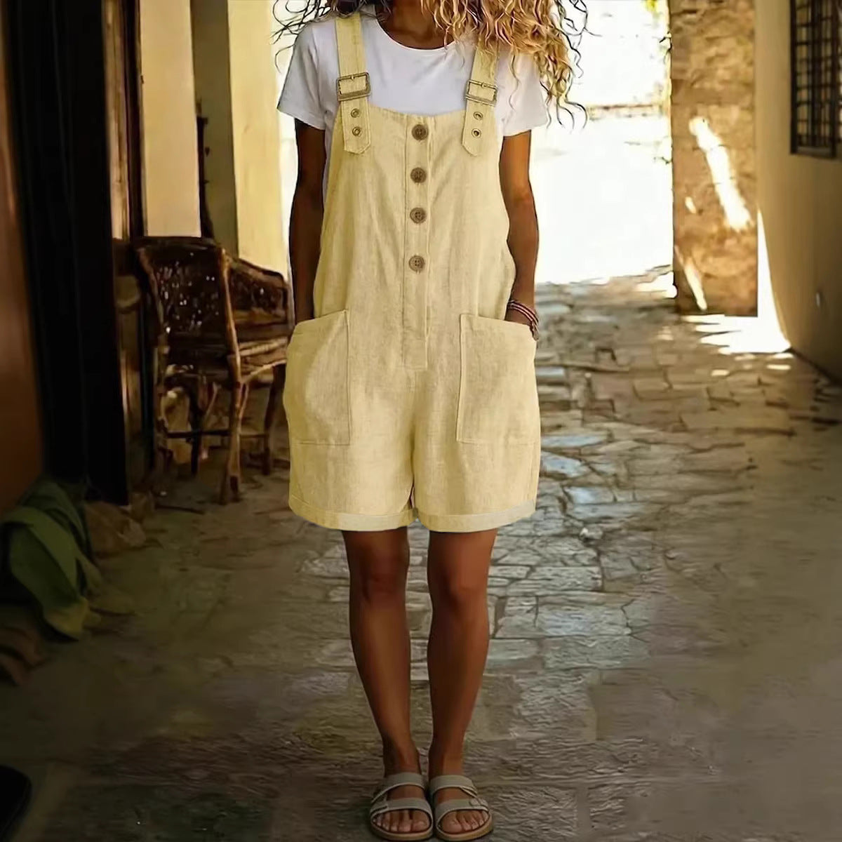 Retro Pocket Straight-Leg Overalls for Women