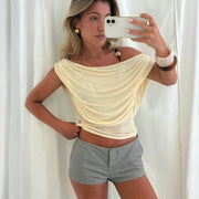 Sleeveless Off-shoulder T-shirt for Women