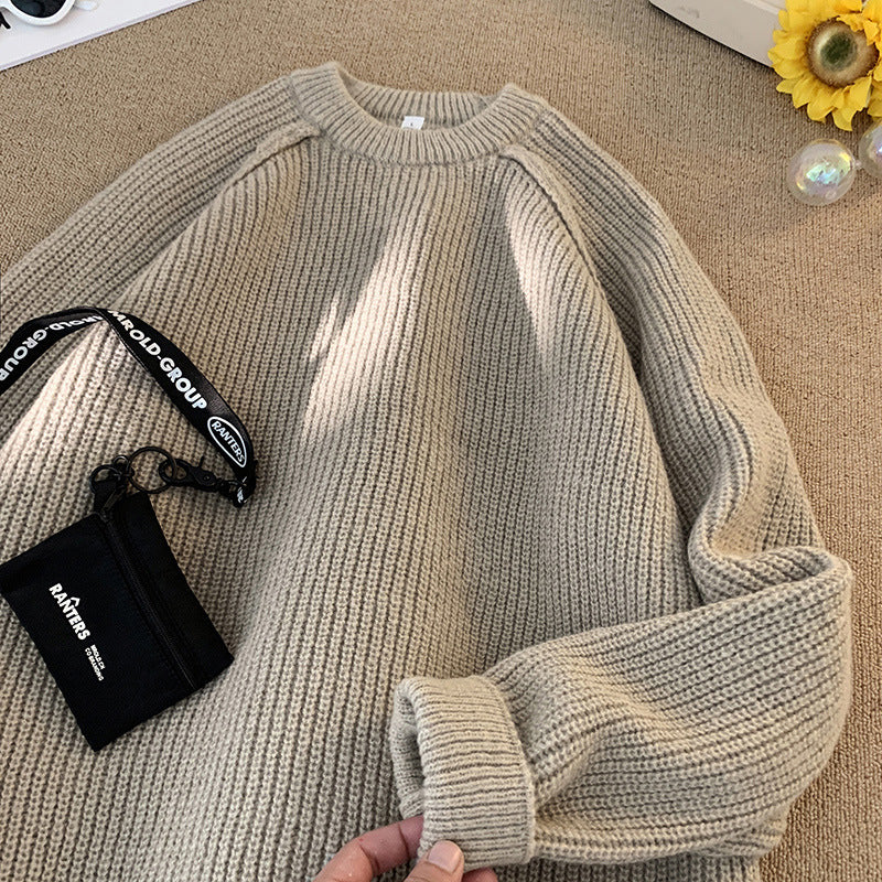 Solid Color Sweater Loose Casual Long Sleeves Lazy