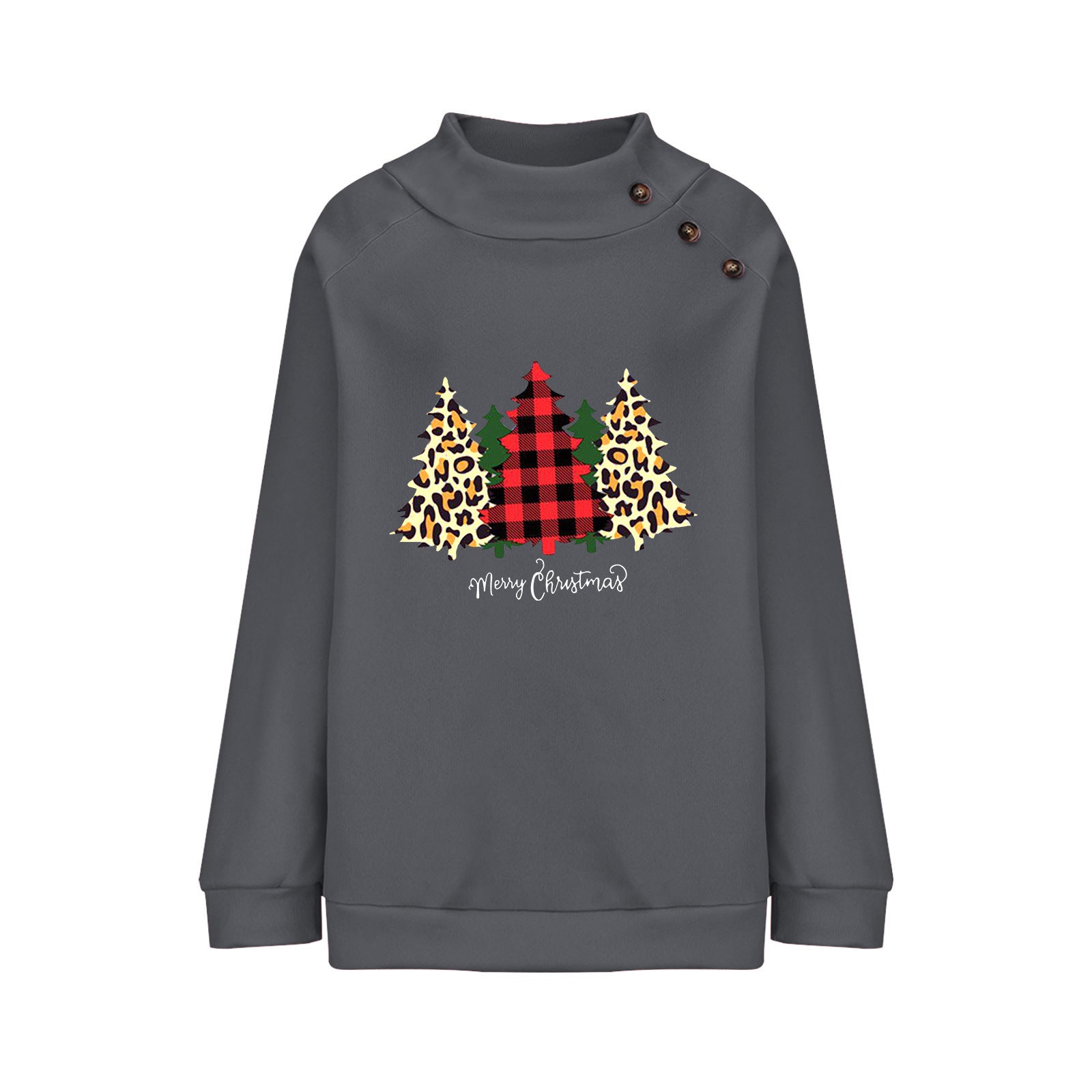 Women's Festive Button Christmas Long Sleeve Sweatshirt