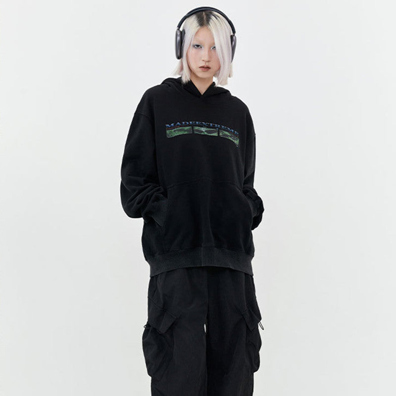 Vintage Washed Streetwear Hoodie for Men and Women