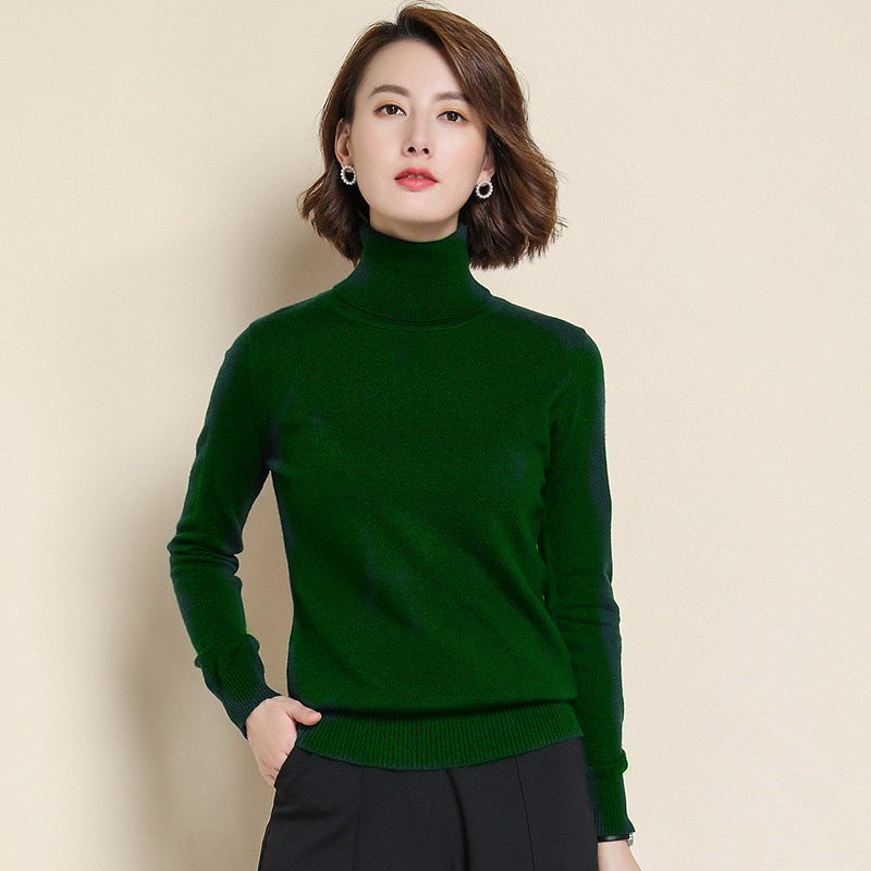 Turtleneck Pullover Loose-fit Knitted Wool Base-layer Sweater