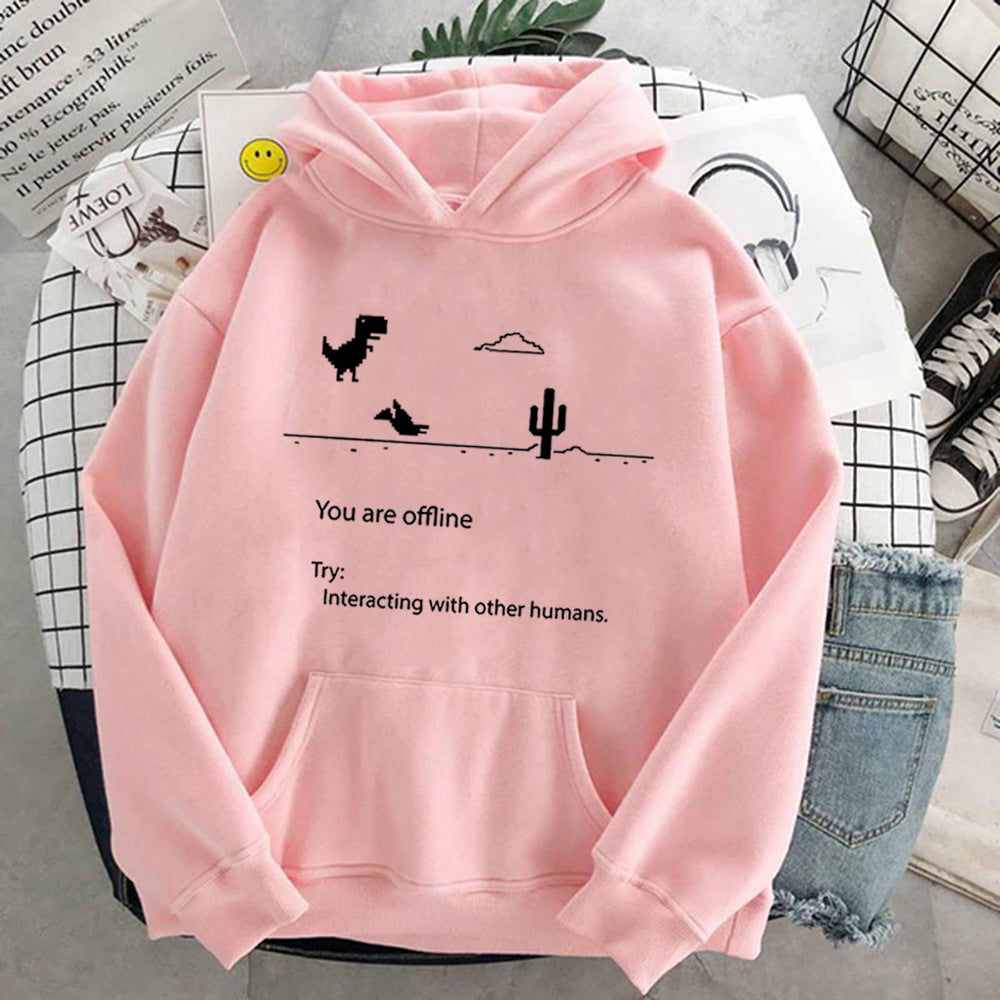 Retro Dinosaur Print Casual Women's Pullover Sweater