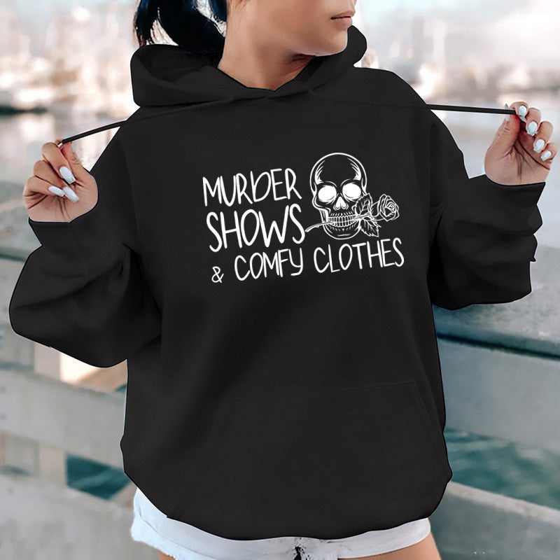 Cozy Fleece Letter Print Casual Hoodie for Women