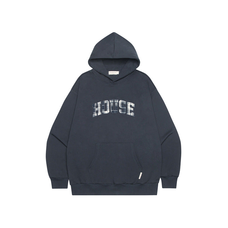 Cozy Oversized Letter Patch Couple Hoodie