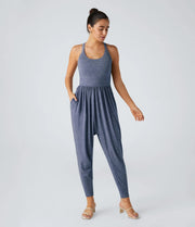 Sexy Lace-Up Sleeveless Hip-Lifting Jumpsuit