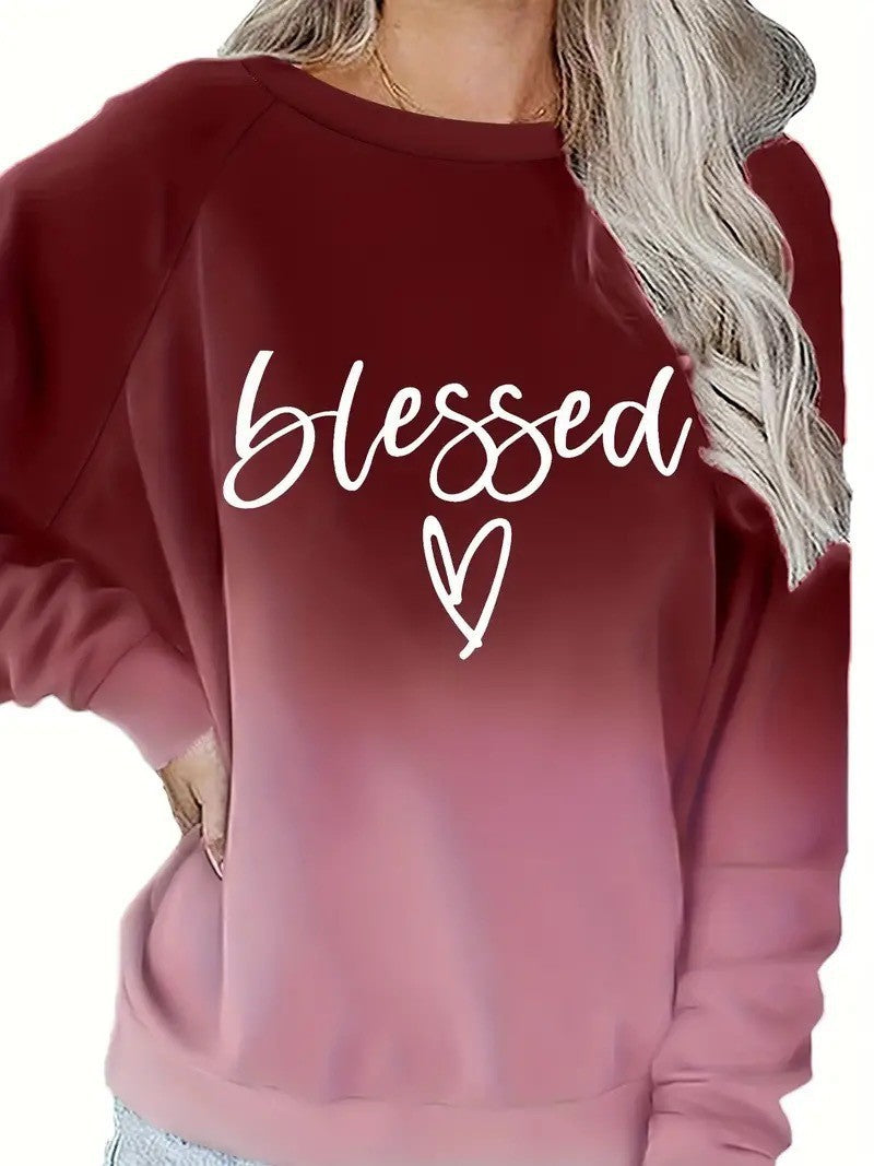 Women's Casual Letter Print Loose Long Sleeve Sweatshirt