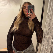 Women's Mesh See-Through Long Sleeve Slim Top