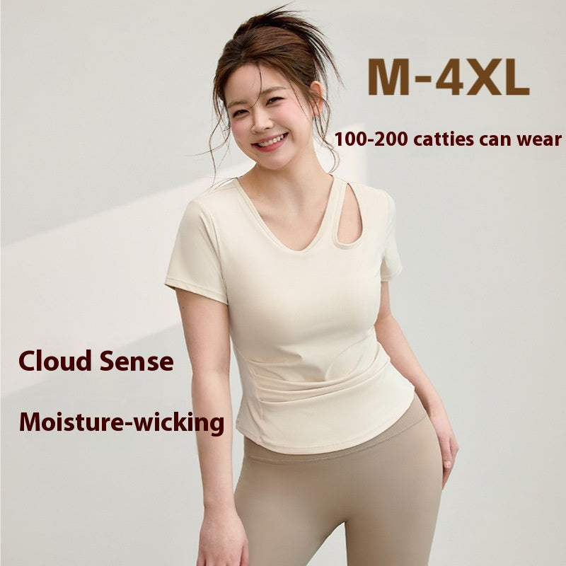 Plus Size Yoga Tee with Chest Pad – Comfortable, Breathable Fit