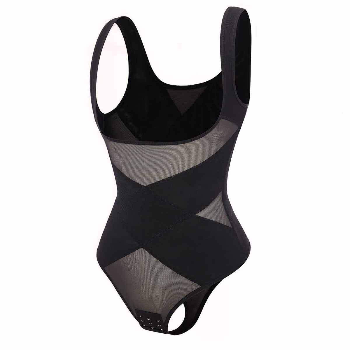 Mesh Breathable Slim Fit Wide Shoulder Strap Corset Belly Contracting Jumpsuit