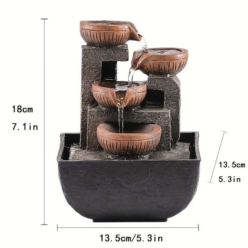 1pc Resin Tabletop Waterfall Fountain, USB Powered Indoor Desktop Flowing Water Feature, Relaxing Feng Shui Decoration, with Operating Voltage ≤36V for Various Room Types