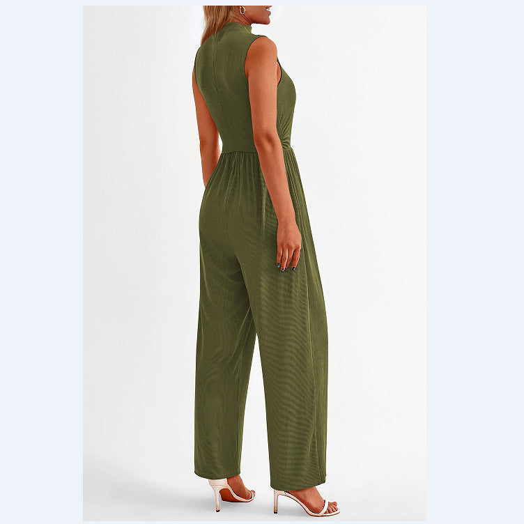 Women's Sleeveless Casual Solid Color Jumpsuit
