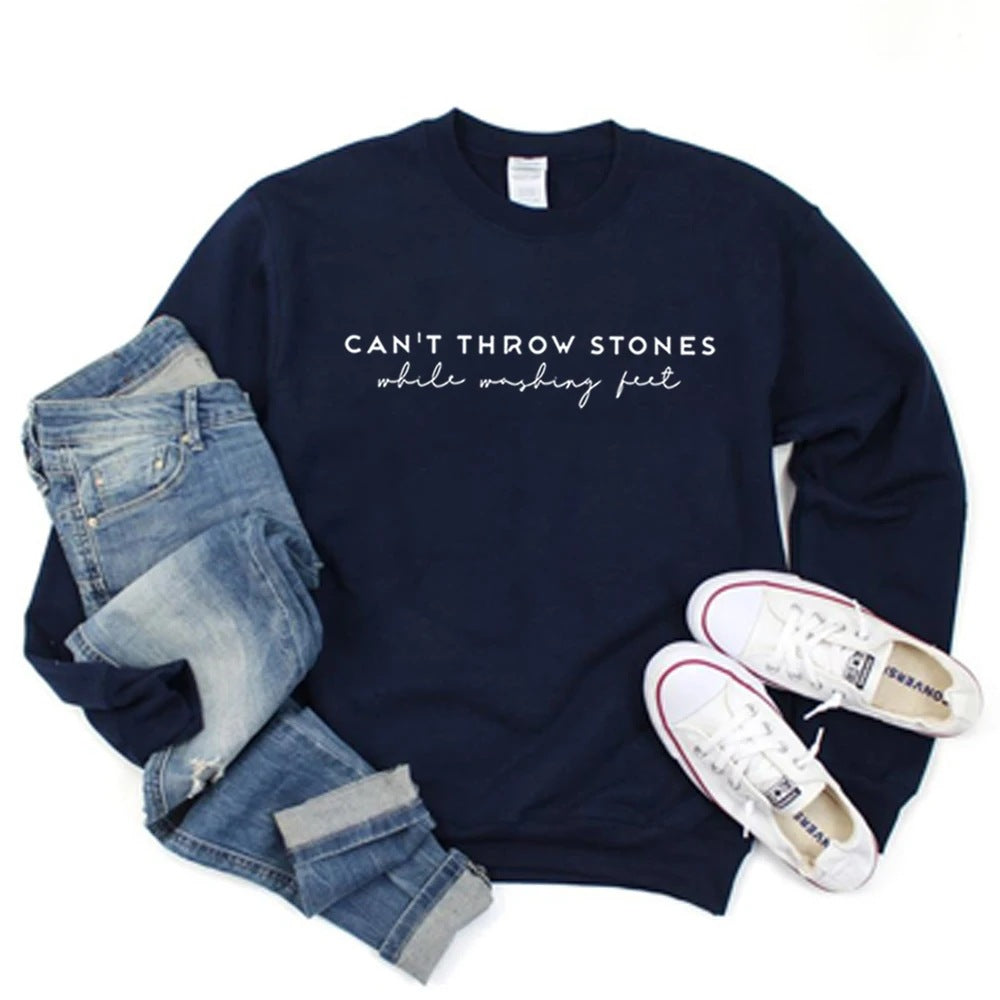Floral Slogan Long Sleeve Pullover Sweatshirt