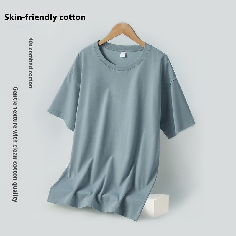 Lightweight Cotton Drop-Shoulder Tee – Slim Fit Summer Top
